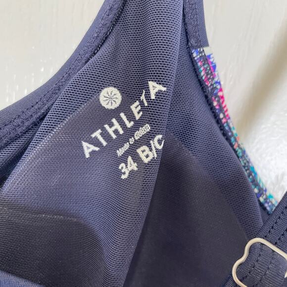 Athleta Fiji Blousy Swim Tankini Top Blue Coral Turquoise 34 B/C - Picture 3 of 4